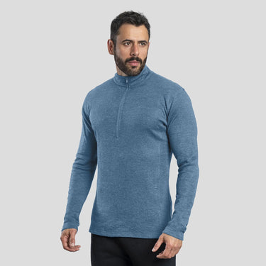 mens antibacterial baselayer half zip color baby blue