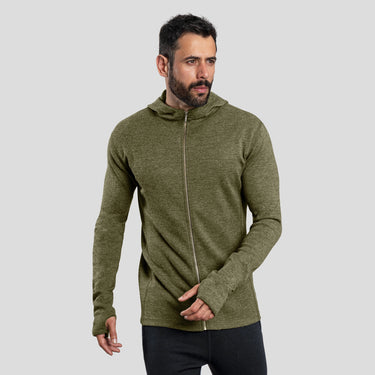 mens temperature regulate hoodie jacket full zip color green