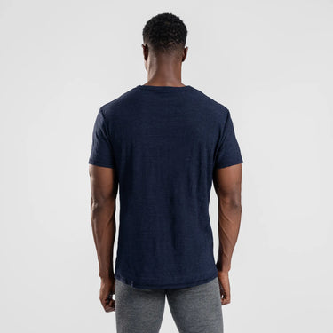 mens thermal wool crew pocket color navy blue