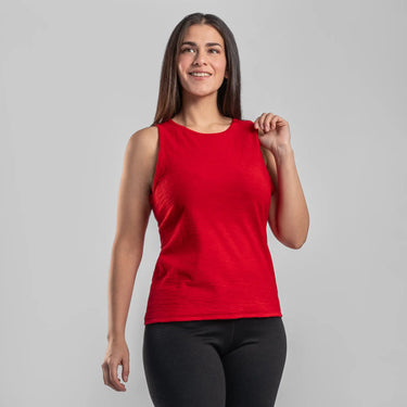 womens biobased running tank top ultralight color red