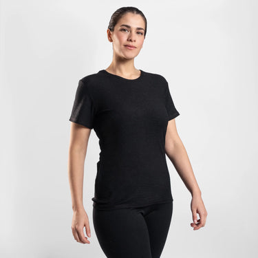 womens most sustainable running tshirt ultralight color black