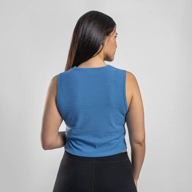 womens natural fiber crop tank ultralight color baby blue