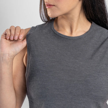 womens sustainable crop tank ultralight color gray