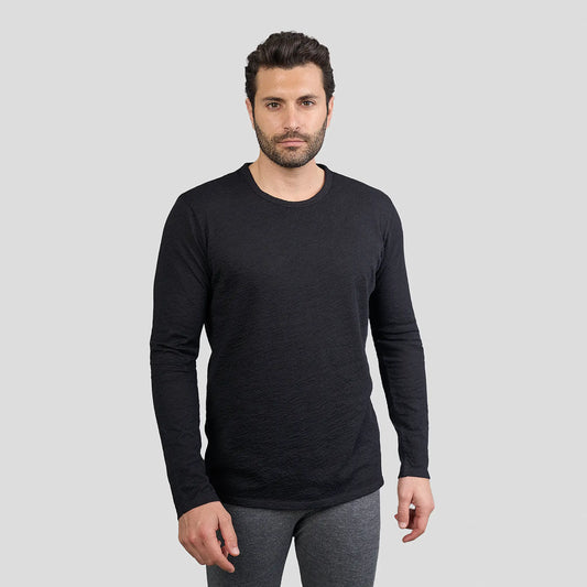mens temperature regulate long sleeve tshirt color black